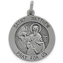 Sterling Silver Saint Matthew 18.5mm Religious Medal Medallion