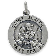 Sterling Silver Saint Joseph 18.5mm Religious Medal Medallion