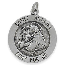 Sterling Silver Saint Anthony 18.5mm Religious Medal Medallion