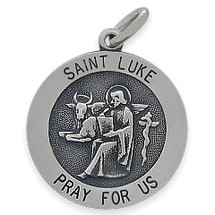 Sterling Silver Saint Luke 18.5mm Religious Medal Medallion