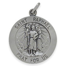 Sterling Silver Saint Raphael 22mm Religious Medal Medallion