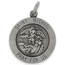Sterling Silver Saint Michael 18.5mm  Religious Medal Medallion