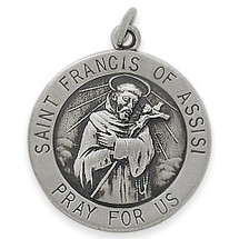 Sterling Silver St. Francis of Assisi 18.5mm Religious Medal Medallion