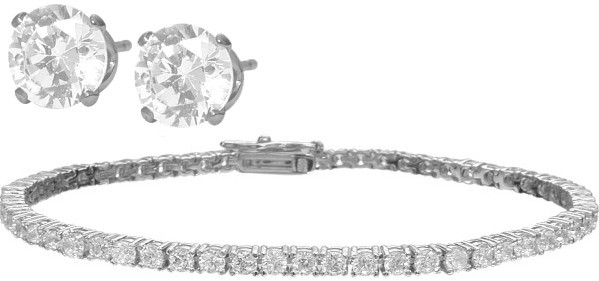 Genuine Sterling Silver 2.95tcw. Tennis Bracelet & FREE SWAROVSKI ... Genuine Sterling Silver 2.95tcw. Tennis Bracelet & FREE SWAROVSKI ...