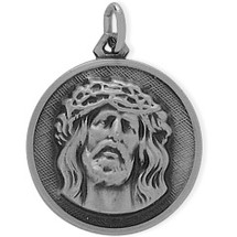 Sterling Silver Large Religious Jesus Medal Medallion