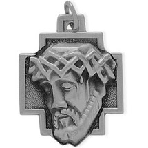 Large Sterling Silver Religious Jesus Medal Medallion
