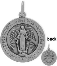 Round Sterling Silver Religious Mary Medal Medallion