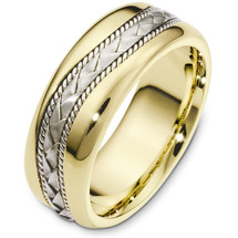 8mm Two-Tone 14 karat Gold Woven Wedding Band Ring