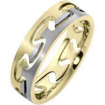 14 Karat Two-Tone Gold Puzzle Style Unique Comfort Fit Wedding Band Ring