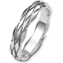 Designer Diamond Cut 14 Karat White Gold Wedding Band Ring