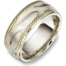 9mm 14 Karat Two-Tone Gold Woven Wedding Band Ring