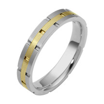 4mm Multi Texture Two-Tone 14 Karat Gold Comfort Fit Wedding Band Ring