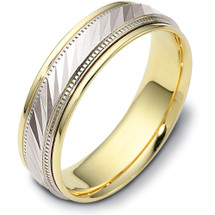 Multi Texture Two-Tone 14 Karat Gold 6mm Comfort Fit Weddig Band Ring