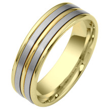 6.5mm Traditional 14 Karat Two-Tone Gold Comfort Fit Wedding Band Ring