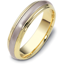 Traditional Style Two-Tone 14 Karat Gold 5.5mm Comfort Fit Wedding Band Ring