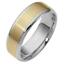 6.5mm Two-Tone 14 Karat Gold Diamond Comfort Fit Wedding Band Ring ...