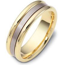 6.5mm Traditional Style 14 Karat Two-Tone Gold Comfort Fit Wedding Band Ring