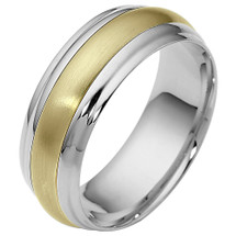 7.5mm Traditional Style Two-Tone 14 Karat Gold Comfort Fit Wedding Band Ring