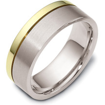 Designer 7.5mm Wide Two-Tone 14 Karat Gold Wedding Band Ring