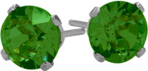 0.90Ct. Created 5mm Round Emerald 14 Karat White Gold Stud Earrings