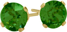 0.90Ct. Created 5mm Round Emerald 14 Karat Yellow Gold Stud Earrings