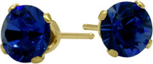 1.20Ct. Created 5mm Round Sapphire 14 Karat Yellow Gold Stud Earrings
