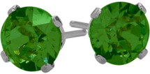 1.00Ct. Created 4mm Round Emerald 14 Karat White Gold Stud Earrings