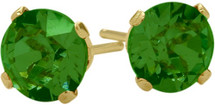 1.00Ct. Created 4mm Round Emerald 14 Karat Yellow Gold Stud Earrings