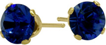 0.56Ct. Created 4mm Round Sapphire 14 Karat Yellow Gold Stud Earrings