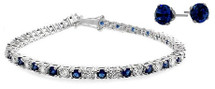 Ladies 10 Carat Created Sapphire Tennis Bracelet & Earring Set