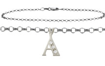 Diamond Initial 10 Karat White Gold CHOOSE YOUR LETTER Cable Anklet