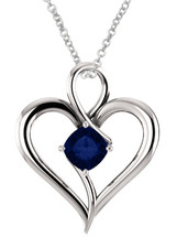 Genuine Sterling Silver 6mm Cushion Cut CHOOSE YOUR STONE Heart Pendant