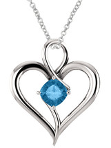 Genuine Sterling Silver 6mm Cushion Cut CHOOSE YOUR STONE Heart Pendant