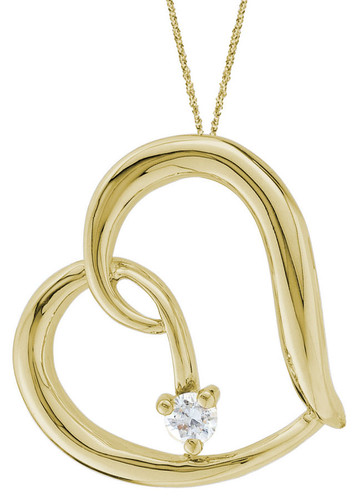 10 Karat Yellow Gold Diamond Heart Slide Pendant - Elite Jewels
