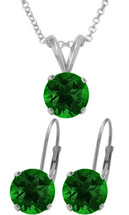 Silver 6mm SWAROVSKI® Elements Emerald Pendant & Leverback Earrings Set