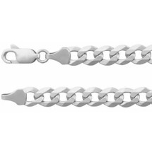 Genuine Sterling Silver 4mm Beveled Curb 24 Inch Chain