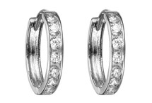 10 Karat White Gold Cubic Zirconia Huggie Earrings