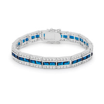 Balboa Blue Cubic Zirconia Rhodium Plated Bracelet
