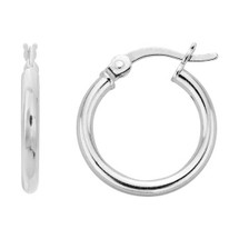 Genuine Sterling Silver 12mm Snap Hoop Earrings