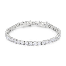 Cubic Zirconia Rhodium Plated 41 Stone Adjustable Tennis Bracelet