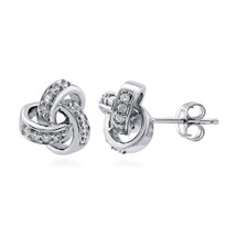 Sterling Silver Love Knot Cubic Zirconia Stud Earrings
