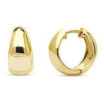 Gold Plated Genuine Sterling Silver Thick Huggie Hoop Earrings