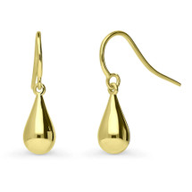 Yellow Gold Flashed Sterling Silver Teardrop Dangle Earrings