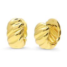 Yellow Gold Flashed Sterling Silver Spiral Huggie Hoop Earrings