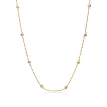 Yellow Gold Flashed Sterling Silver Cubic Zirconia Station Necklace