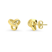 Genuine Sterling Silver Yellow Gold Flashed Love Knot Stud Earrings
