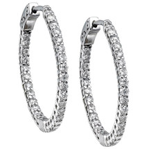 14 Karat White Gold 0.2 Carat Diamond Hoop Earrings
