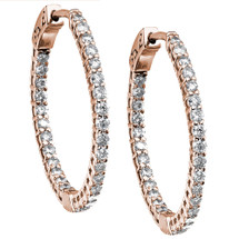 14 Karat Rose Gold 0.2 Carat Diamond Hoop Earrings