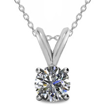 14 Karat White Gold Round LAB-GROWN Diamond Pendant
