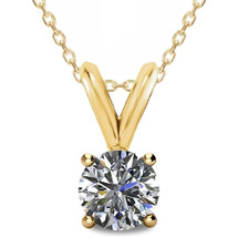 14 Karat Yellow Gold Round LAB-GROWN Diamond Pendant